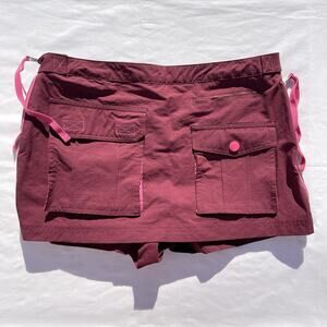Free People Movement Mini Cargo Skirt Womens Medium Burgundy Pink Zippers